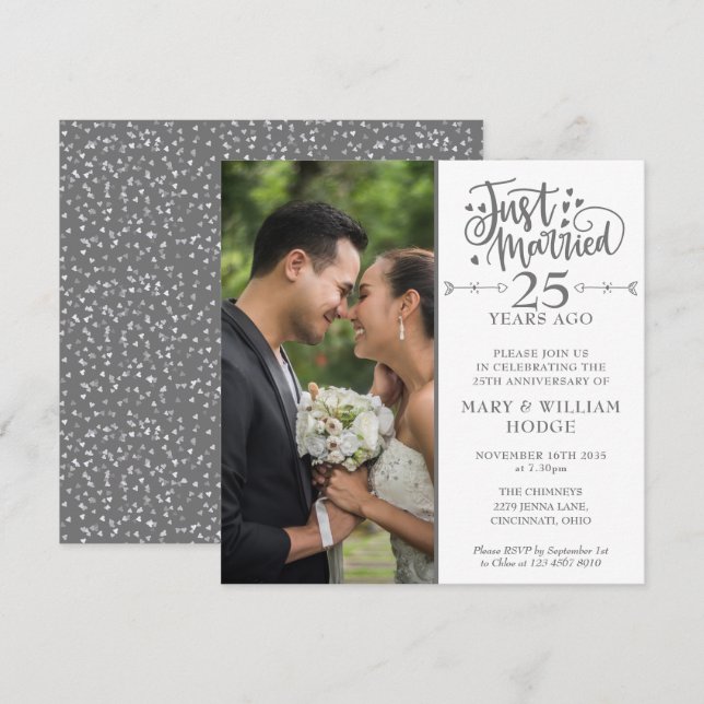 Convite Fotografia Quadrada de Casamento de Aniversário de (Frente/Verso)