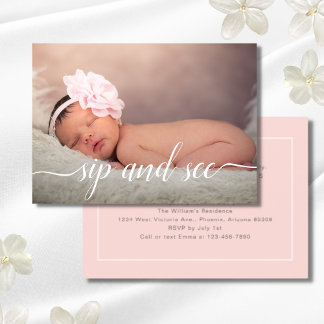 Convite Fotografia rosa, Girly Sip e veja Chá de fraldas r