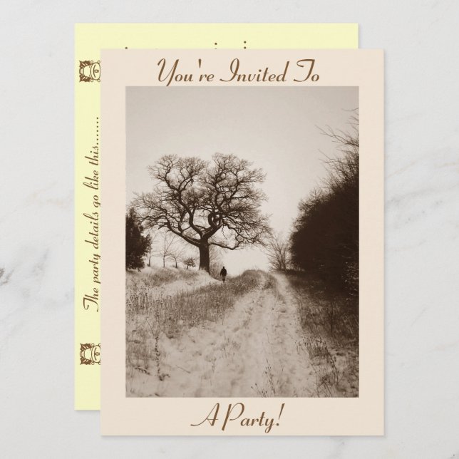 Convite fotografia sazonal da cena de neve atmosférica no  (Frente/Verso)