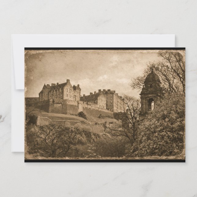 Convite Fotografia Sepia do Castelo de Edimburgo (Frente)