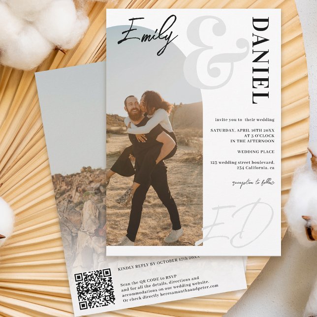 Convite Fotografias a negrito com nomes de script Arco Cas (Criador carregado)