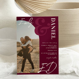 Convite Fotografias a negrito com o nome Arch Burgundy Cas