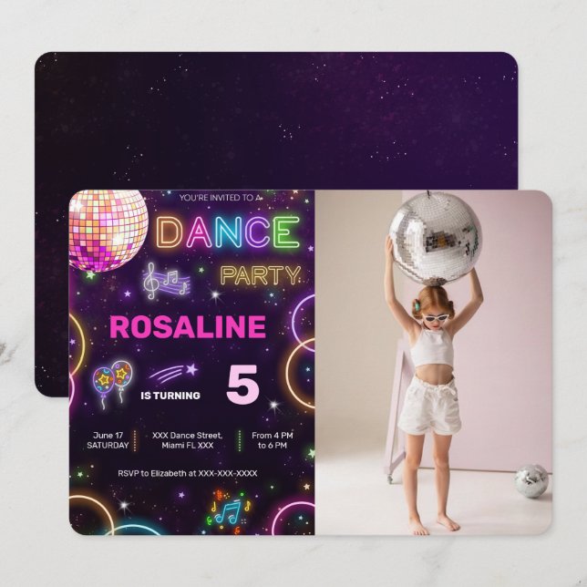 Convite Fotográfico Dance Birthday (Frente/Verso)