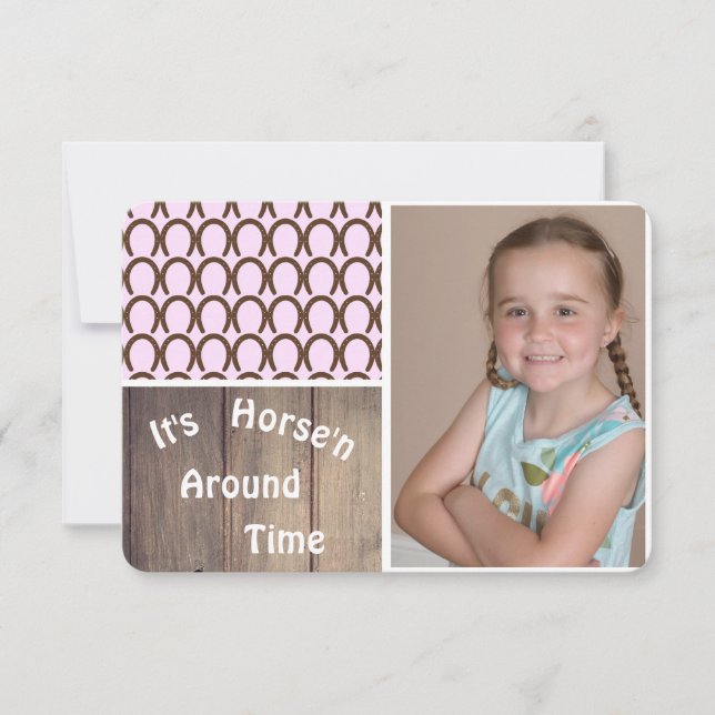 Convite Fotográfico de Aniversário da Cowgirl Hors (Frente)