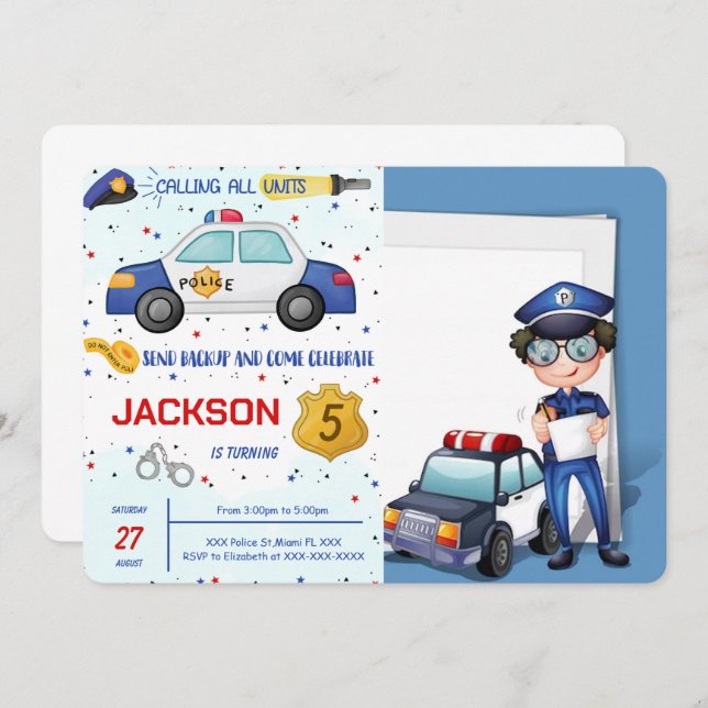 Convite Fotográfico de Aniversário da Polícia (Frente/Verso)
