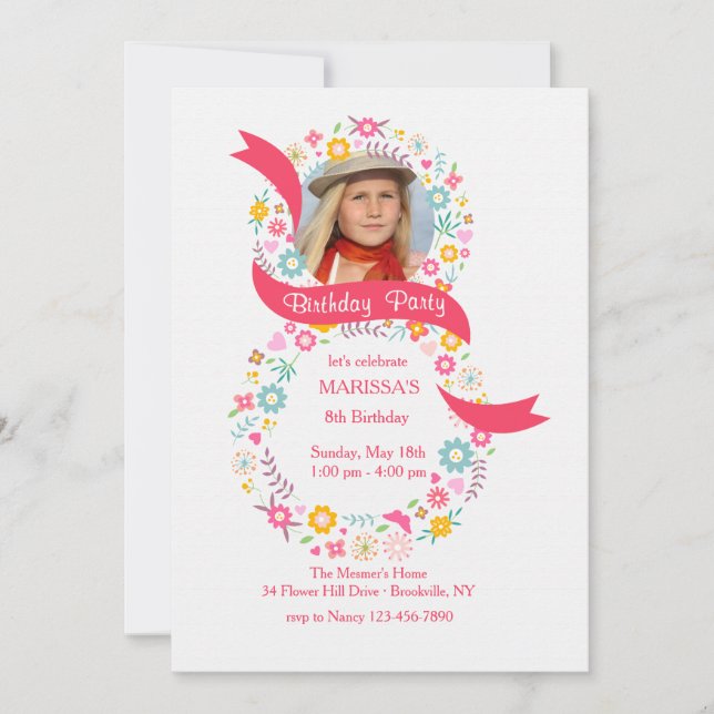 Convite Fotográfico de Aniversário do 8º (Frente)