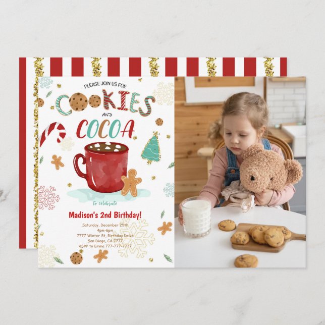 Convite Fotográfico de Aniversário do Sweet Cookie (Frente/Verso)