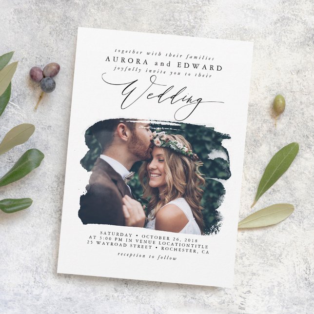 Convite Fotográfico de Casamento de Boho Na moda m (Elegant Wedding Photo Invitations)