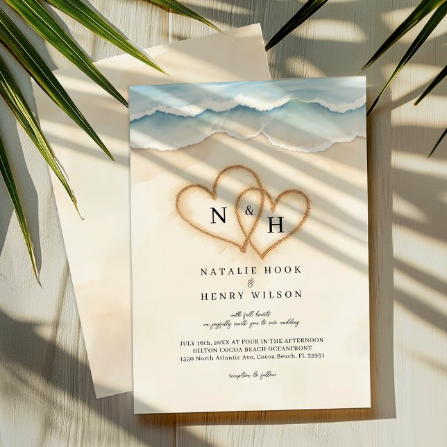 Convite Fotográfico de Casamento de Praia com Cora (Tropical Beach Wedding Invite)
