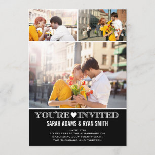 Convite Fotográfico de Casamento Preto de Coraç