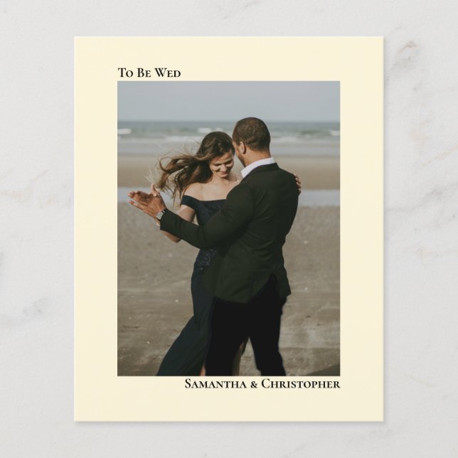 Convite Fotográfico de Casamento Simples de Creme  (Frente)