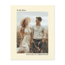 Convite Fotográfico de Casamento Simples de Creme 