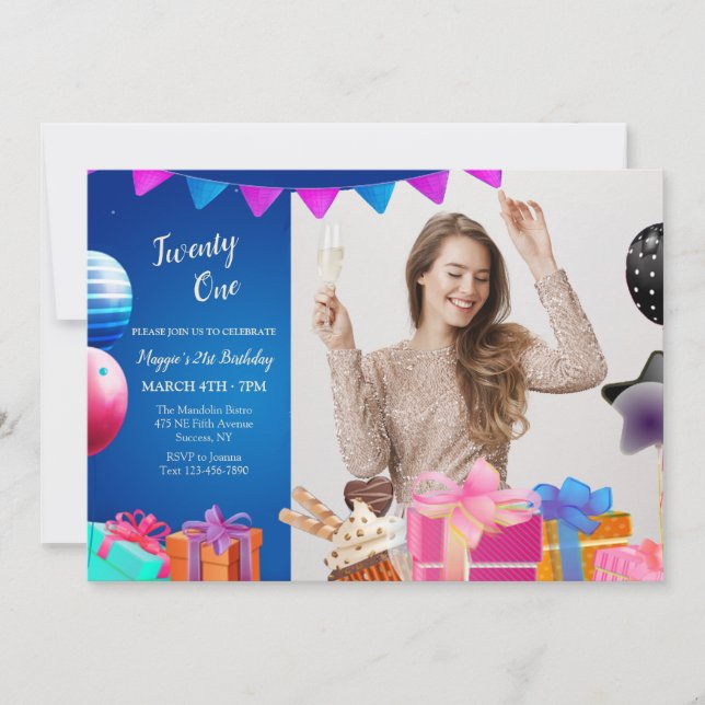 Convite Fotográfico de Celebração de Aniversário (Frente)