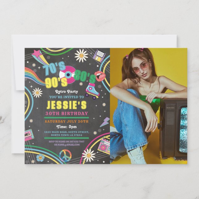 Convite Fotográfico de Disco de 70 e 80 anos 90 (Frente)