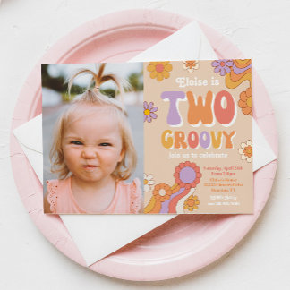 Convite Fotográfico de Dois Groovy | Groovy Birthd