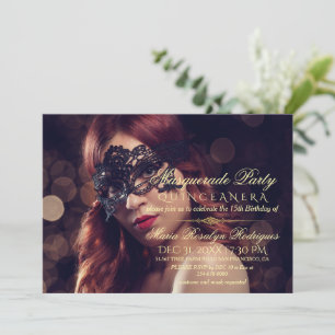 Convite Fotográfico de mascarada Quinceanera