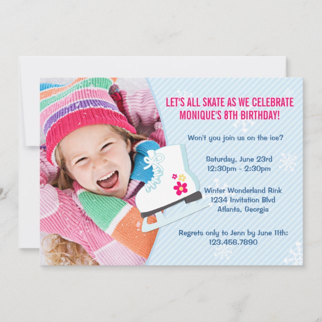 Convite Fotográfico de Partido de Patinação de Gel (Frente)