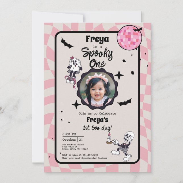 Convite Fotográfico de primeiro aniversario Spooky (Frente)