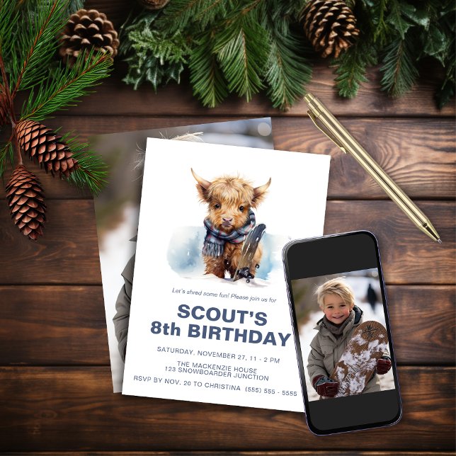 Convite Fotográfico de Vaca em Highland Snowboard (Criador carregado)