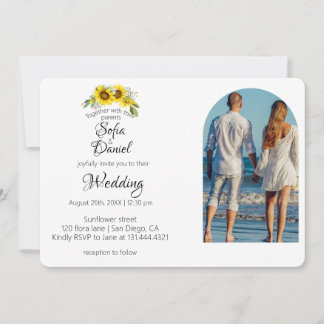 Convite fotográfico elegante para arca de girassol