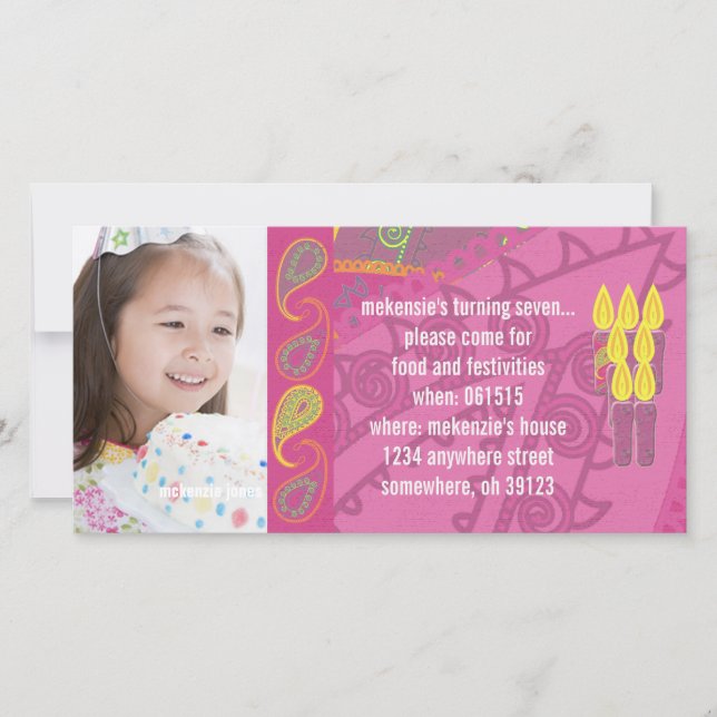 Convite Fotográfico Paisley Birthdy (Frente)