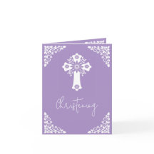 Convite Fotográfico para Christening Cross Lilac