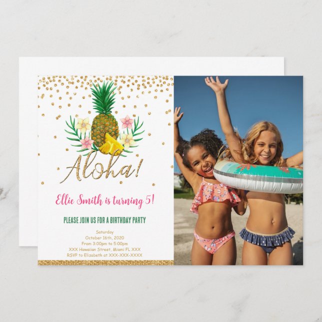 Convite Fotográfico para Crianças de Aniversário d (Frente/Verso)