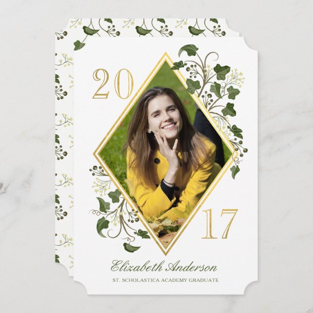 Convite Fotográfico para Formando da Faux Dourado  (Frente/Verso)