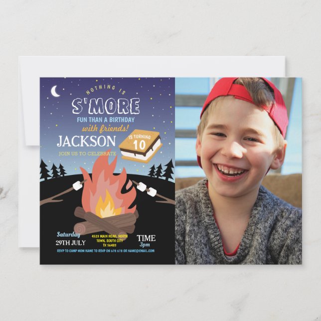 Convite Fotográfico para o acampamento S'More (Frente)