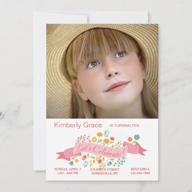 Convite Fotográfico para pequenas flores (Frente)