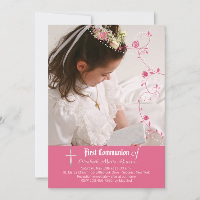 Convite Fotográfico para rosa Garland (Frente)