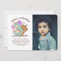 Convite Fotográfico para Teddy Bear, 3 Anos