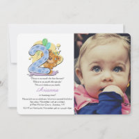 Convite Fotográfico para Urso de Teddy com Dois An