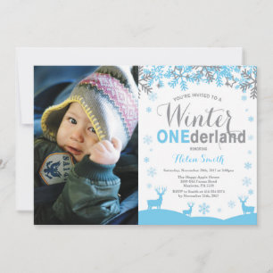 Convite Fotomilhas de Inverno Onederland Snowflake Boy 1º 