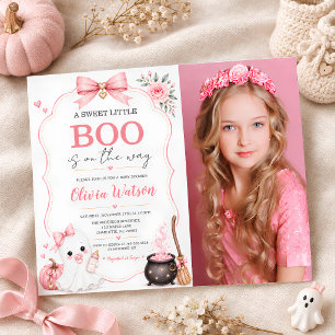 Convite Fotomontagem de Bebê Fofinho com Fantasma Rosa par