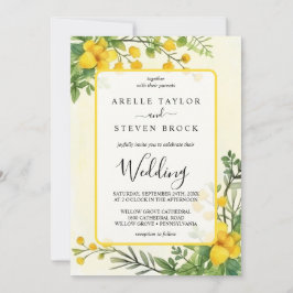 Convite Fotos amarelas verde transparência quadro casament