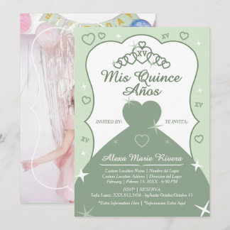Convite Fotos com Tiara de Princesa Quinceanera Brilhante