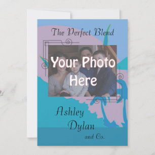 Convite Fotos da Família Misturada no Casamento no Oceano 