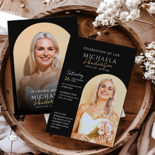 Convite Fotos de 2 Arcos Celebração de Vida/Funeral/Memori
