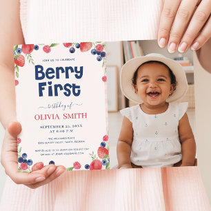 Convite Fotos de Bebê com Frutas em Aquarela para Primeiro