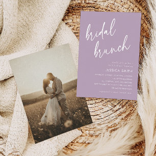 Convite Fotos de Brunch Nupcial Minimalista Moderno Roxo