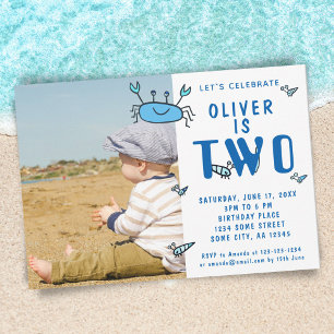 Convite Fotos de Caranguejo Fofo Animais Marinhos Menino 2