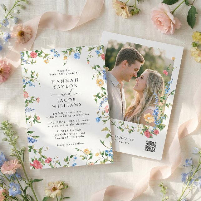 Convite Fotos de Casamento em Prado de Flores Silvestres (Criador carregado)