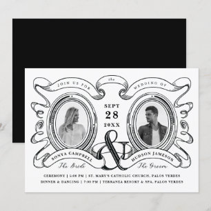Convite Fotos de casamento em preto e branco no estilo cam