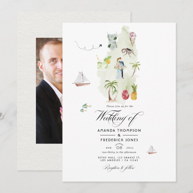 Convite Fotos de Casamento em Saint Lucia (Frente/Verso)