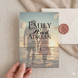 Convite Fotos de Casamento Minimalista em Destino de Praia