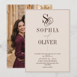 Convite Fotos de casamento modernas com chocolate moca