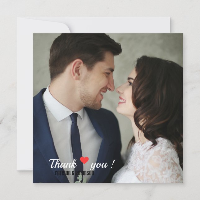 Convite Fotos de casamento personalizadas com coração de a (Frente)
