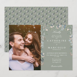 Convite Fotos de Flores Verdes Silvestres Casamento em Sag