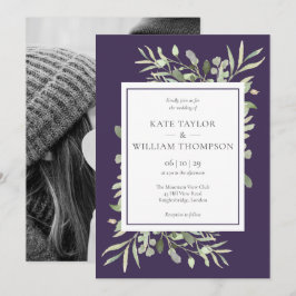Convite Fotos de Folhas de Verde Água Purpúrea Casamento